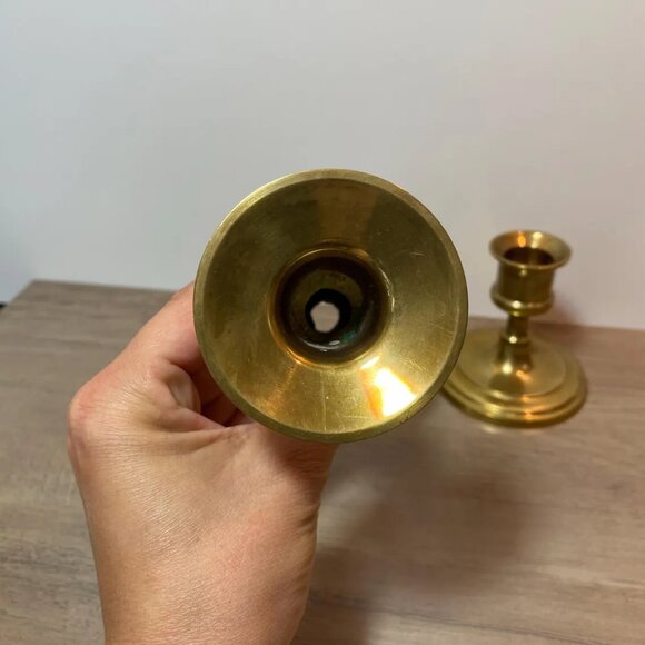 Brass Candlestick Holders 1990s Home Decor for Taper Candles - Picture 3 of 5